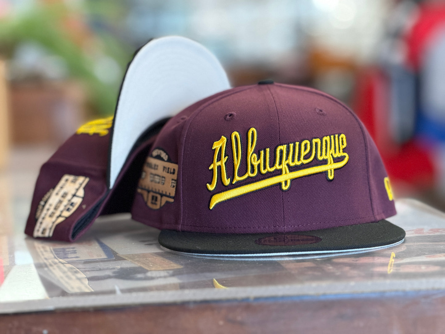 Albuquerque Dukes New Era 5950 Maroon ALBUQUERQUE Script