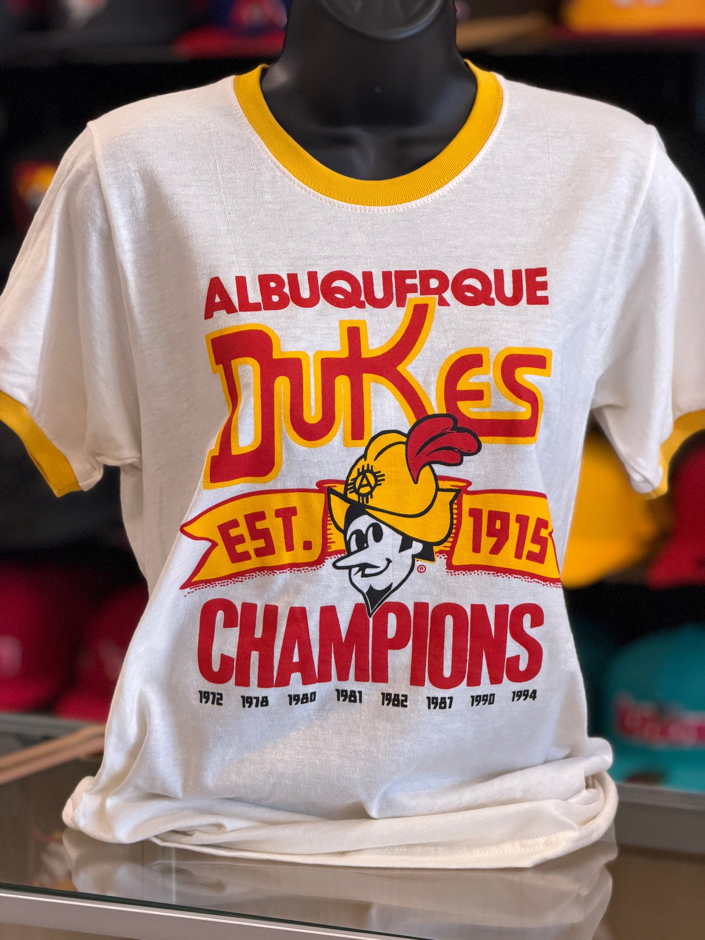 Albuquerque Dukes Off White Gold Ringer Retro Champions T-Shirt