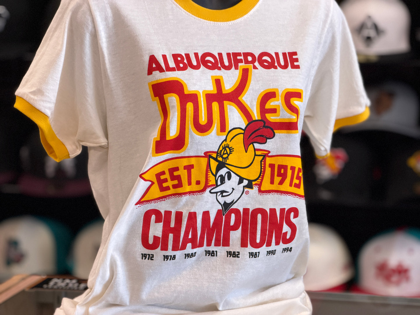 Albuquerque Dukes Off White Gold Ringer Retro Champions T-Shirt