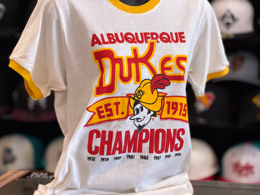 Albuquerque Dukes Off White Gold Ringer Retro Champions T-Shirt