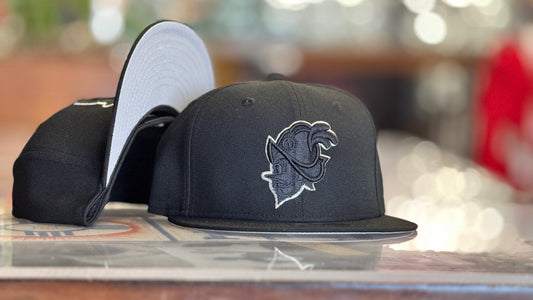 Albuquerque Dukes New Era 5950 Black on Black with Silver Outline