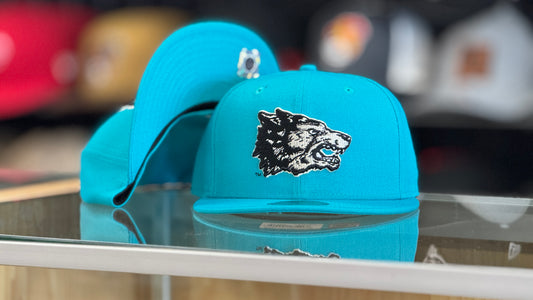UNM Lobos New Era 5950 Turquoise Black 70s Lobo