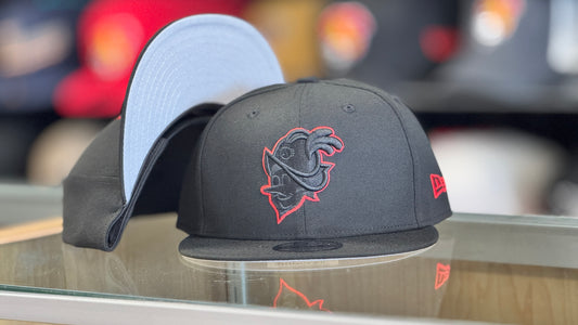 Albuquerque Dukes New Era 950 Snapback Black on Black Red outline