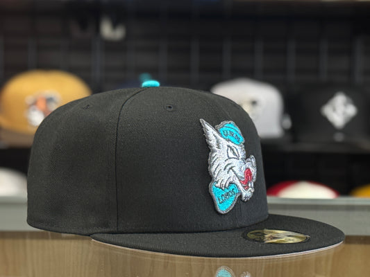 UNM Lobos New Era 5950 Lobo Up Black Turquoise Lobo Louie