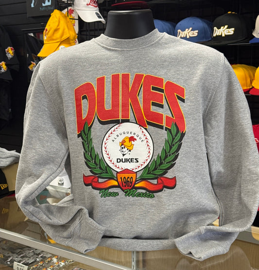 Albuquerque Dukes Throwback Gray Crewneck Sweater