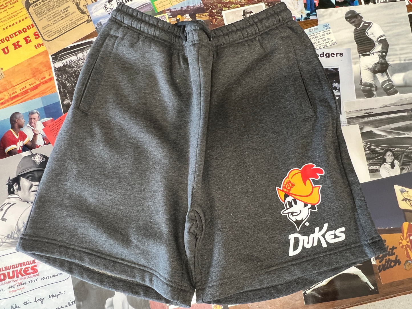 Albuquerque Dukes Shorts Dark Gray Fleece Jogger Shorts with Pockets