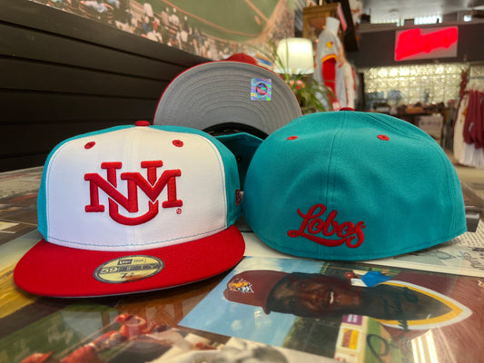 UNM New Era 5950 Turquoise White UNM Monogram