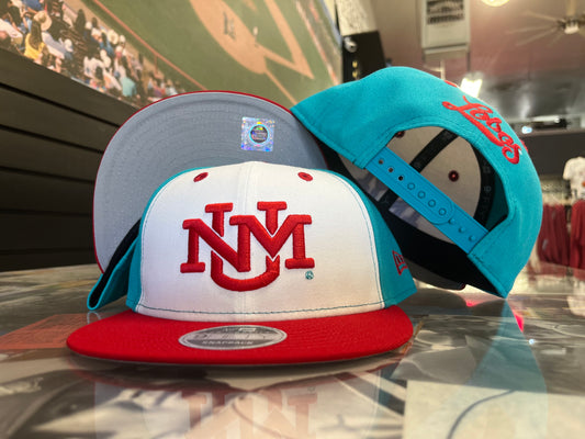 UNM 950 Snapback Turquoise White UNM logo and Red bill