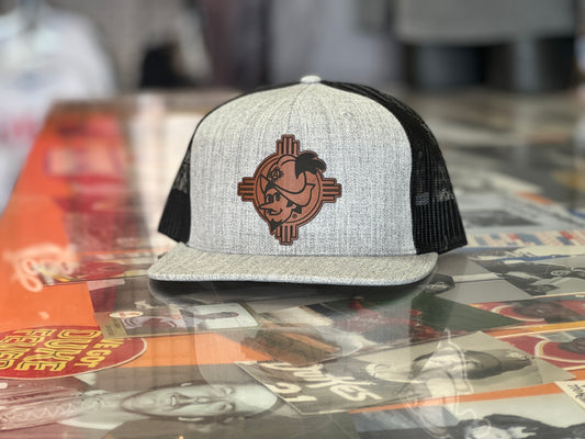 Albuquerque Dukes Heather with Black Mesh Trucker w/ ZIA Dukes Leather Patch