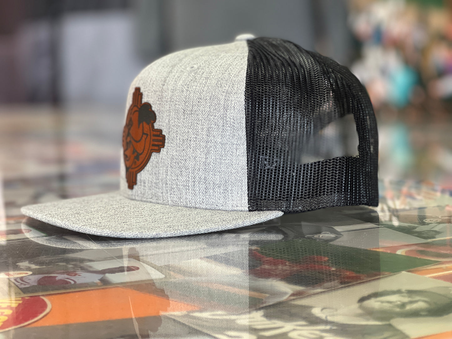 Albuquerque Dukes Heather with Black Mesh Trucker w/ ZIA Dukes Leather Patch