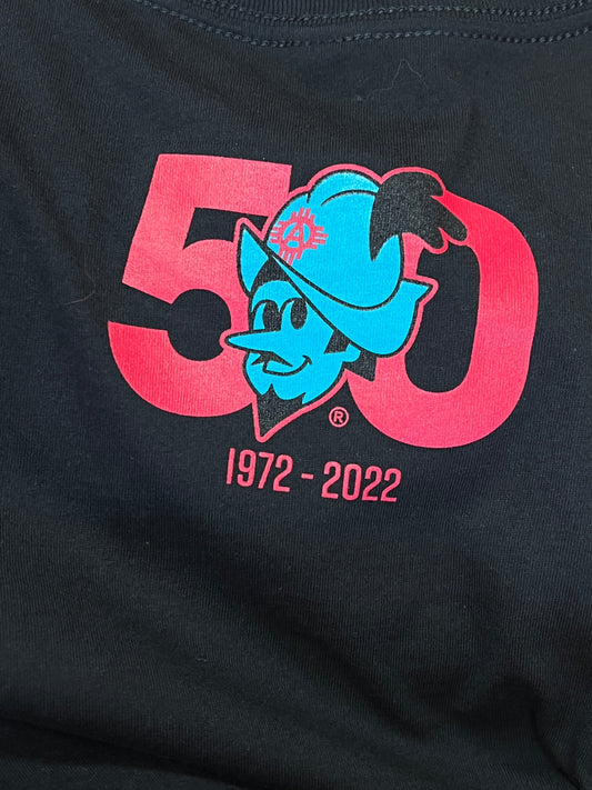 Albuquerque Dukes 50 Yr. Anniversary Black Turquoise Zia Dukes T-Shirt