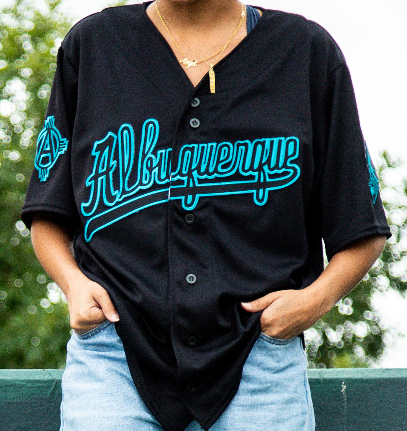 Albuquerque Dukes Black Turquoise ALBUQUERQUE 50 Yr. Anniversary Jersey