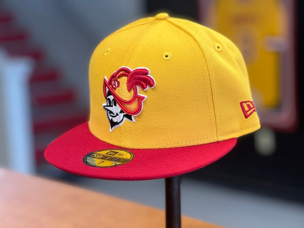 Albuquerque Dukes Gold Red Bill New Era 5950 Fitted Dukes