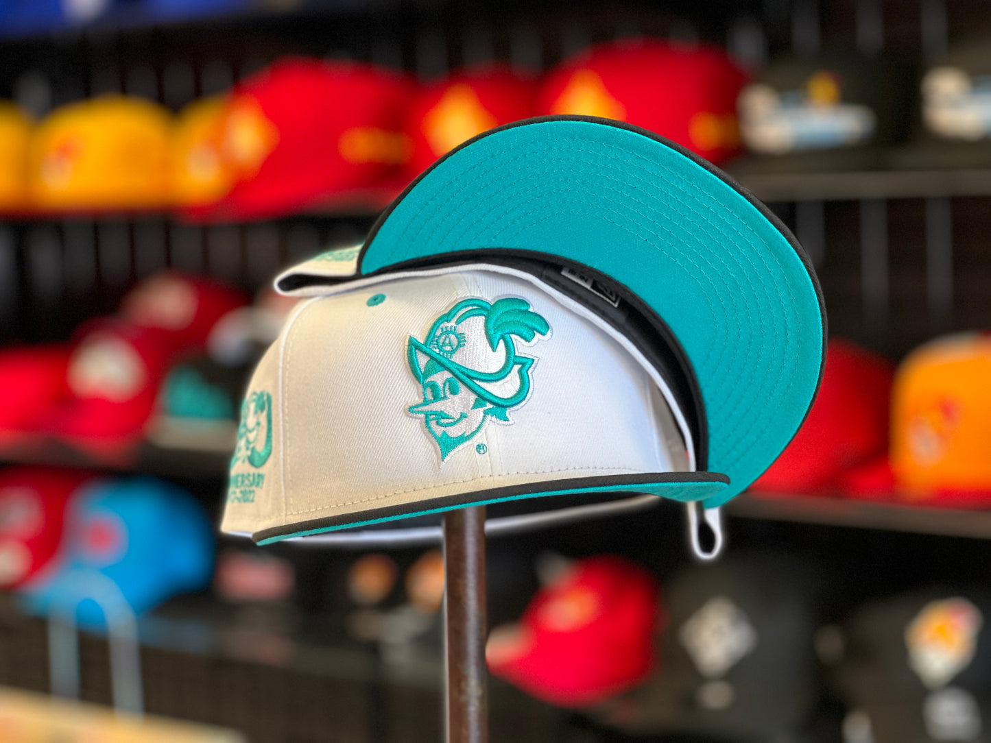 Albuquerque Dukes White Turquoise New Era 5950 Fitted Dukes 50 yr Patch