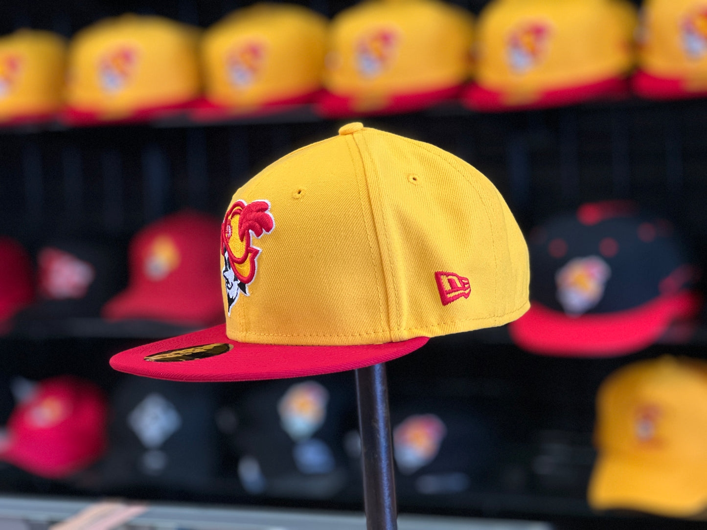 Albuquerque Dukes Gold Red Bill New Era 5950 Fitted Dukes 50 yr Patch