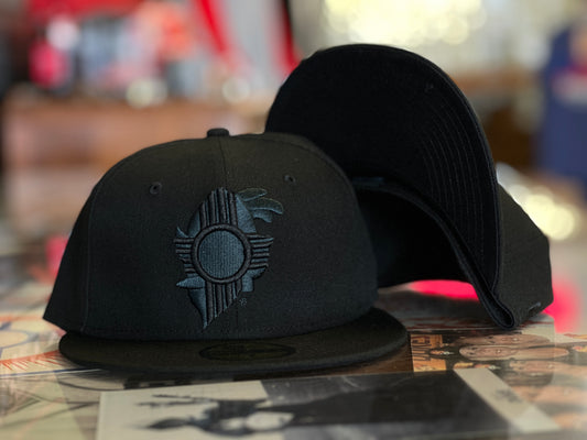 Albuquerque Dukes New Era 5950 Black on Black Zia Silhoette