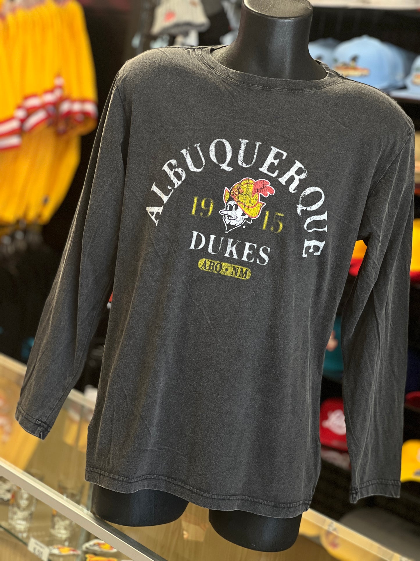 Albuquerque Dukes Distressed Black Long-Sleeve T-Shirt