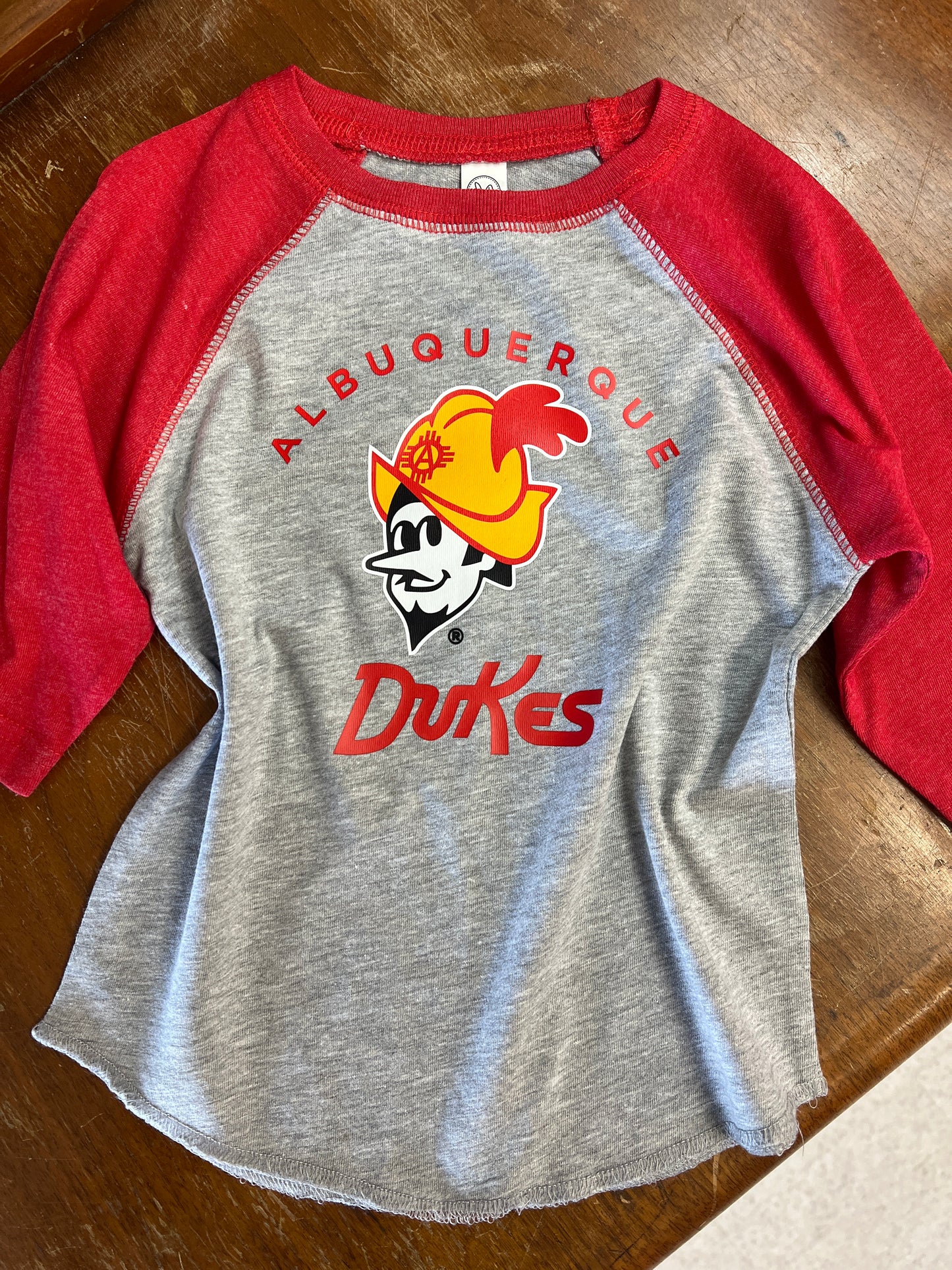 Albuquerque Dukes Toddler Gray with Red Sleeves Tee